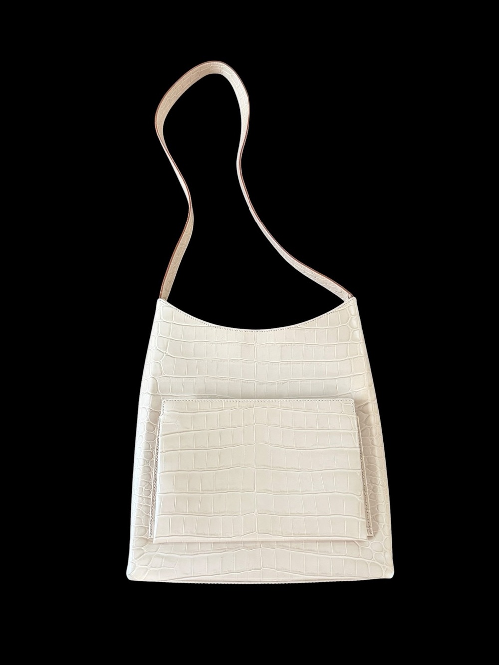 Salvatore Ferragamo Tan Croc-Embossed Shoulder Bag